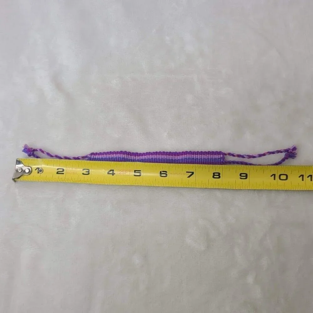 Hand Woven Braided Friendship Bracelet Shades of Purple Blue Pink Red - Picture 12 of 12